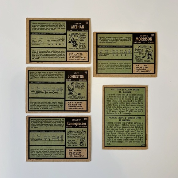 5 CARD LOT 1971-1972 O-Pee-Chee OPC Hockey #160 182 190 223 250 Vintage - Picture 7 of 7